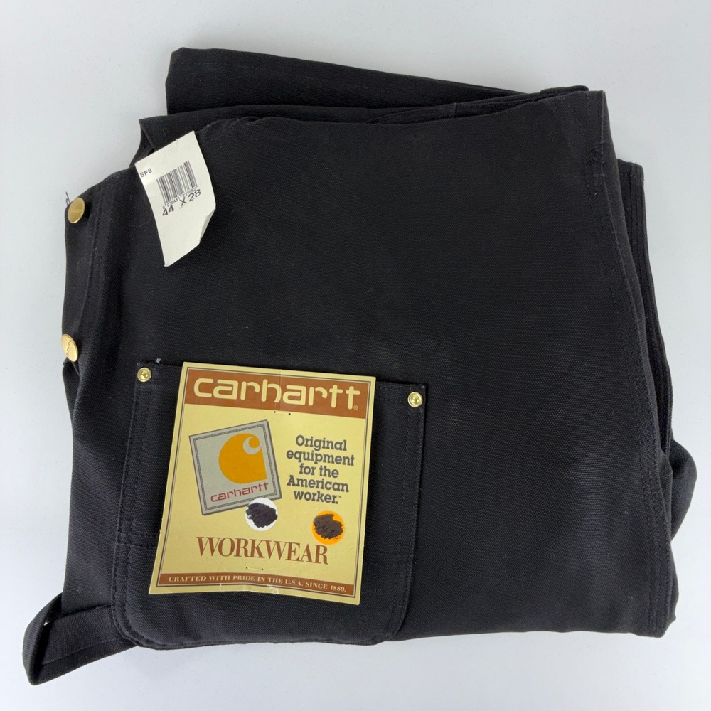 Carhartt Double Knees Duck Bibs Overalls Mens 44x28 R01 BLK‎ Black 5FB NWT NOS